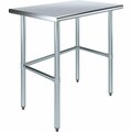 Amgood 24 in. x 36 in. Open Base Stainless Steel Metal Table WT-2436-RCB-Z